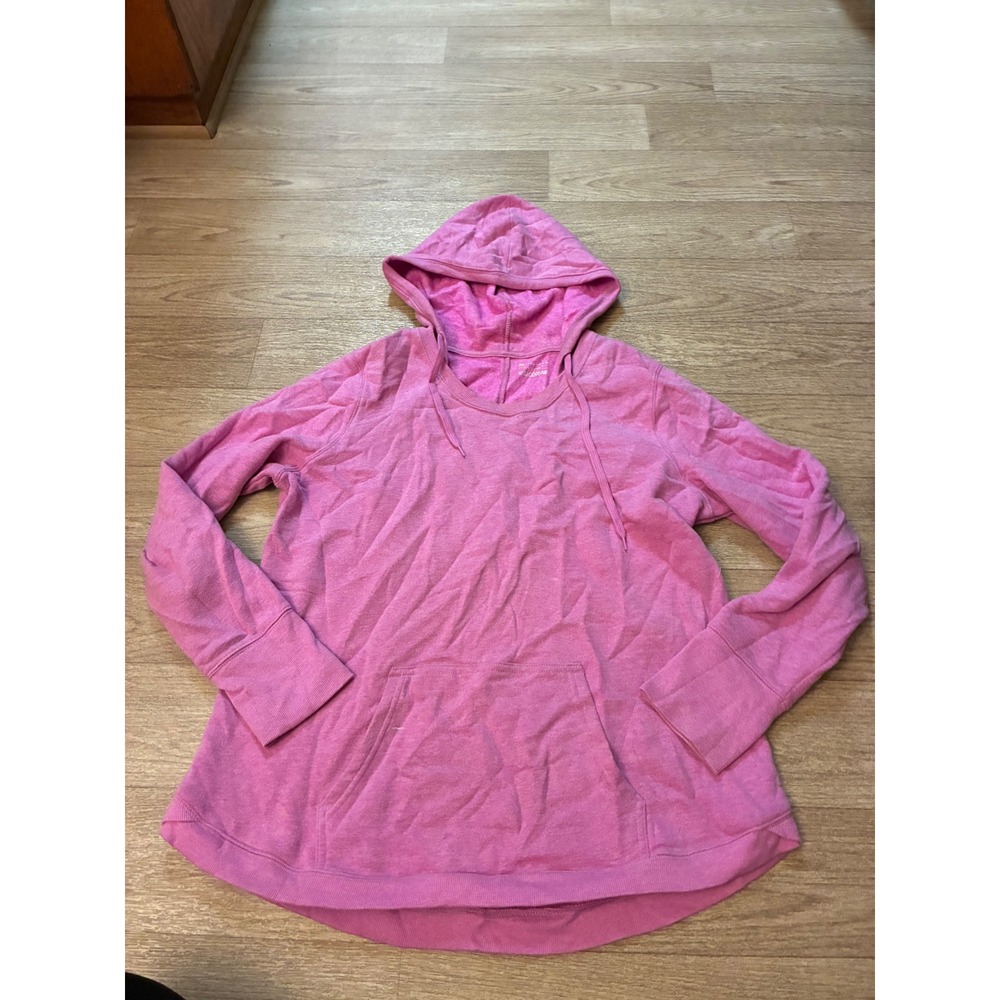 Tek Gear Womens Pink Fleece Hoodie Sweatshirt Thumbhole Cuffs Size XL